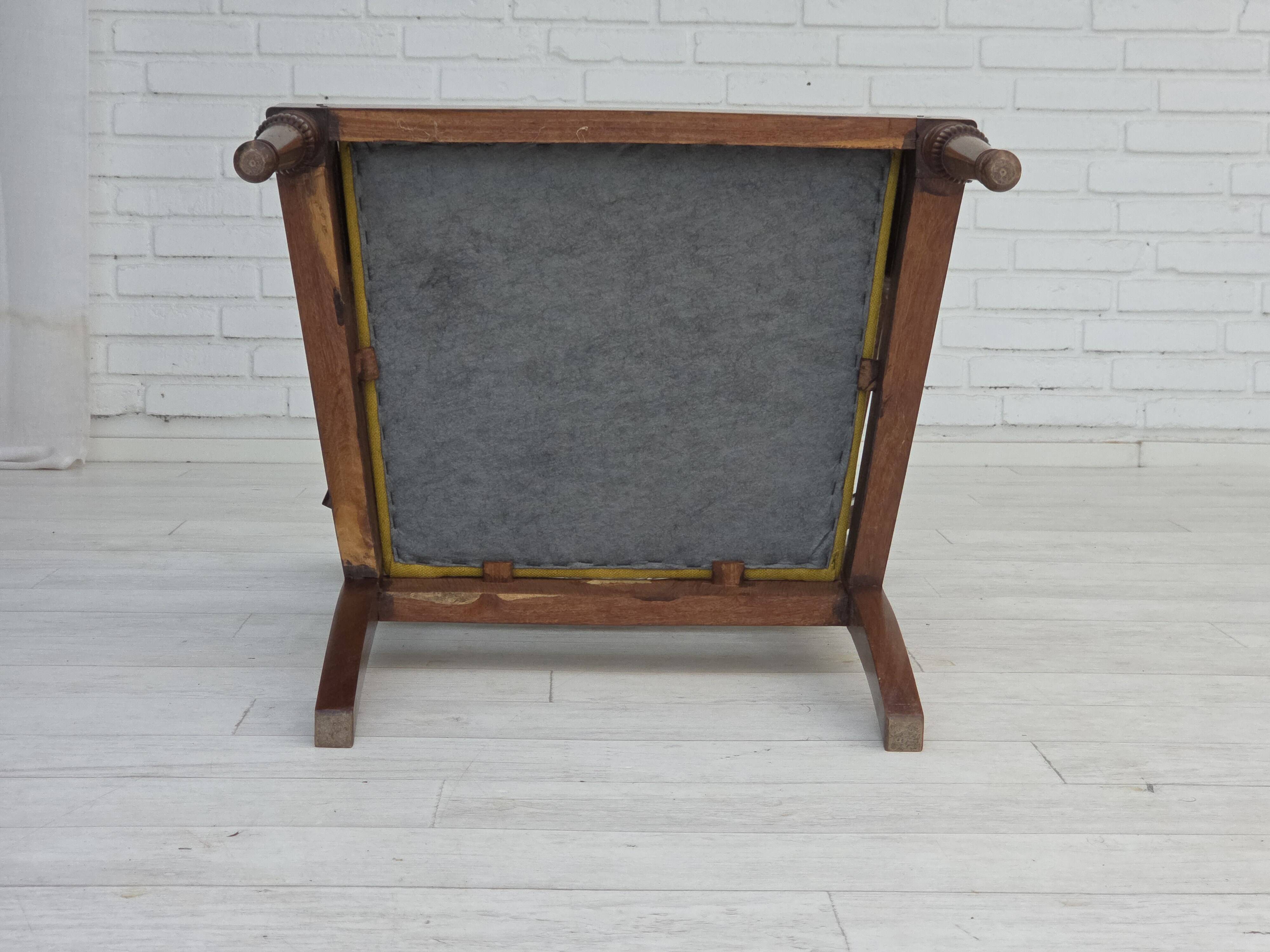 1920-30s, carved wood armchair, design after Georges Jacob, reupholstered.