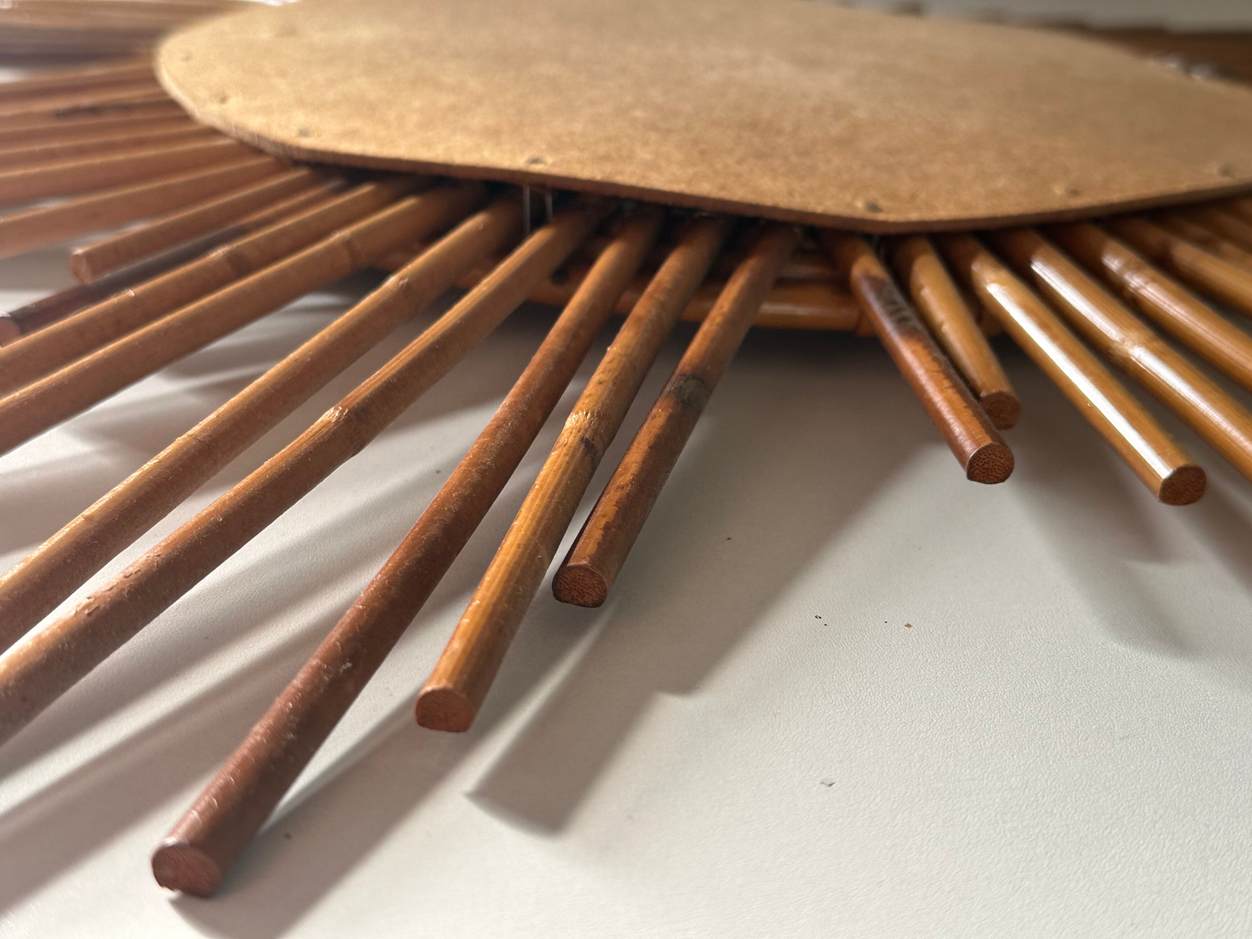 Vintage rattan sun mirror 60 years