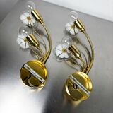 Pair of hibiscus floral sconces, Murano glass, Italy, circa 1970s