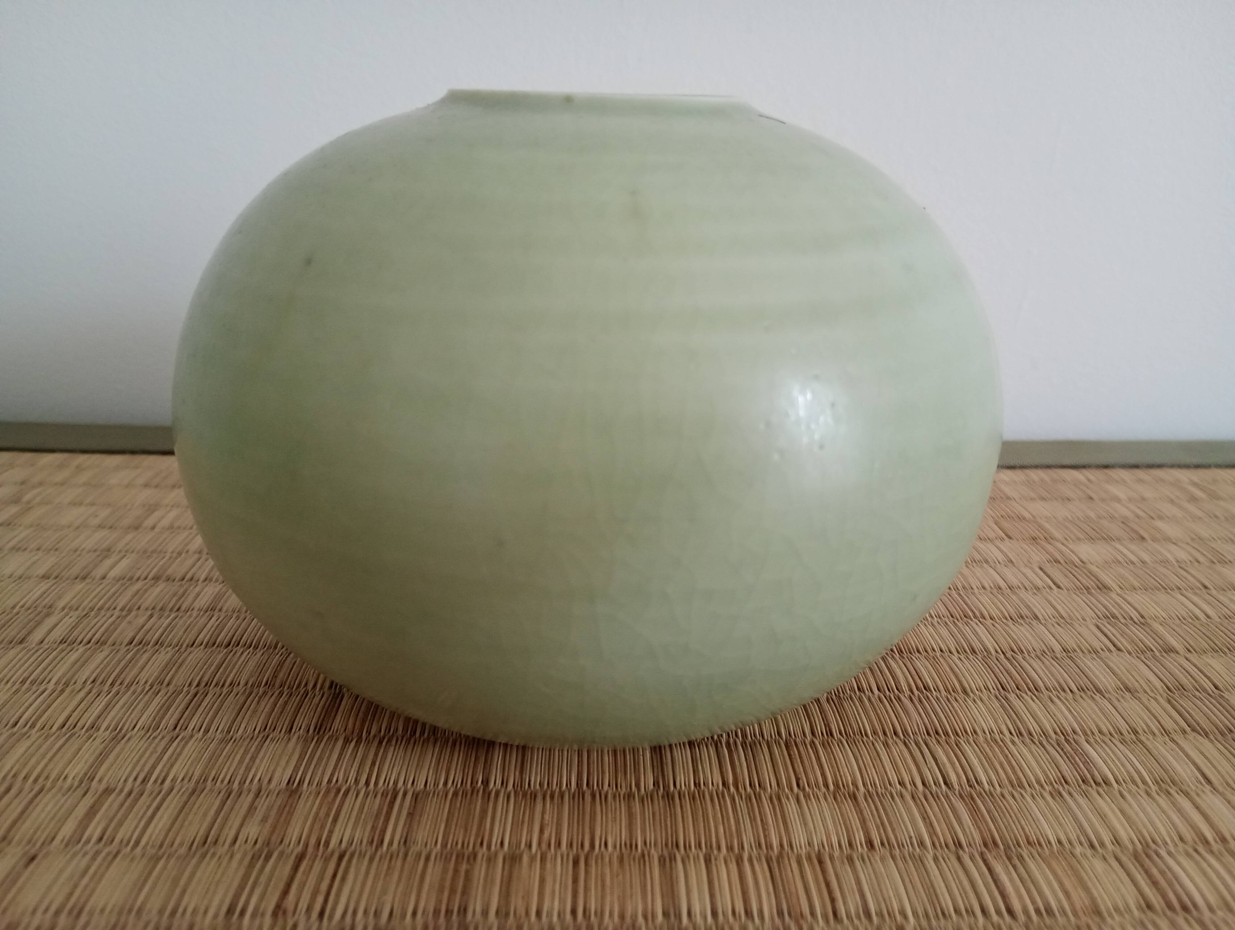 celadon ceramic round vase