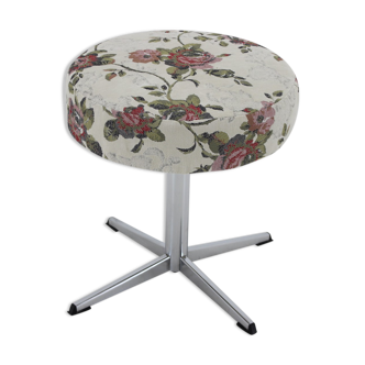 1970s Upholstered Chrome Plated Stool,Czechoslovakia