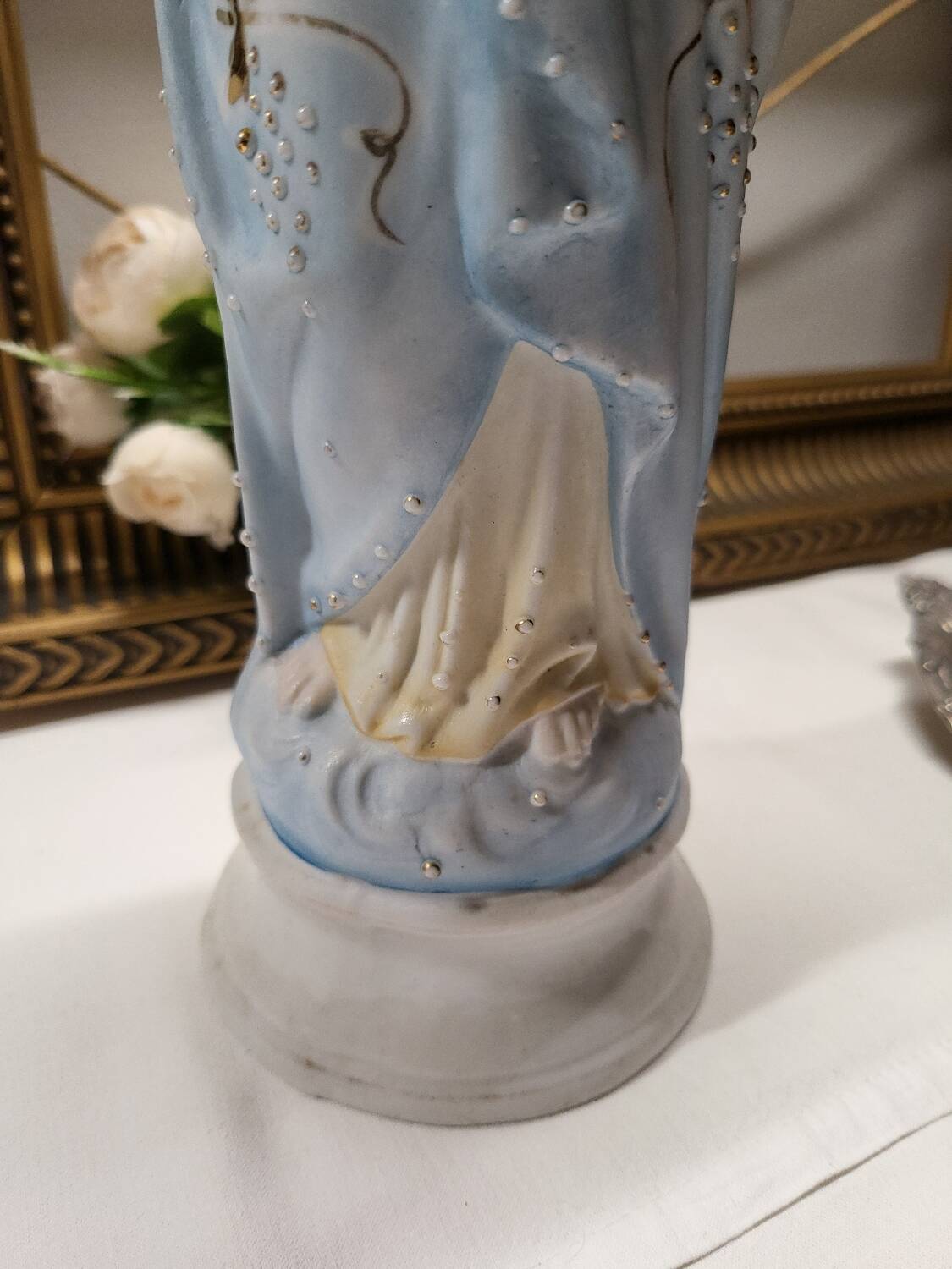 Antique Religious Biscuit Statuette Virgin Mary Sacred Heart