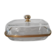 Gold glass butter dish