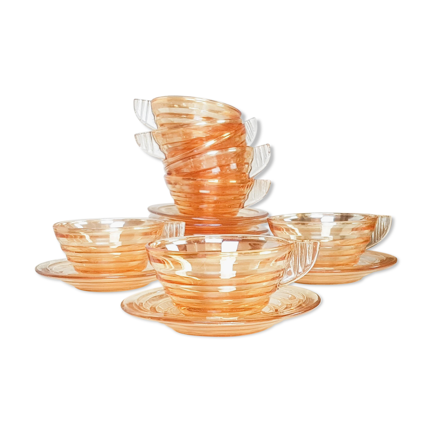 Gondolo coffee service in iridescent glass
