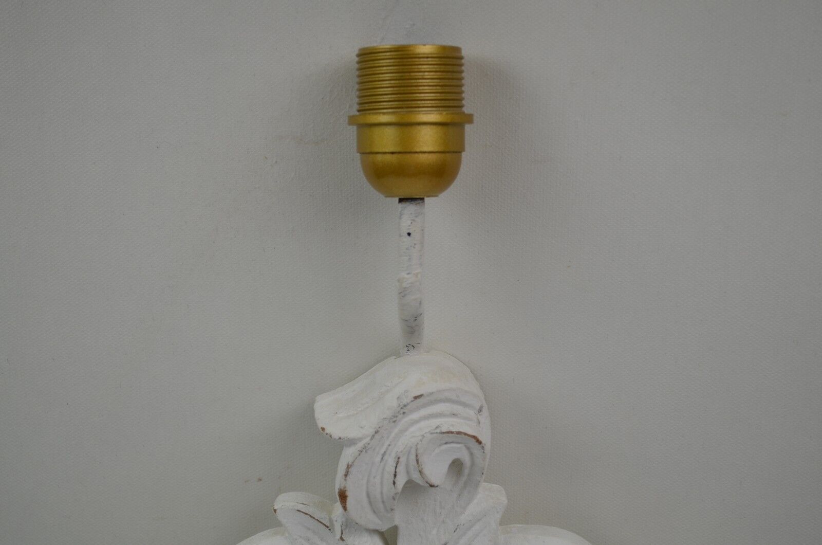 Pair of white patinated wood wall lamps