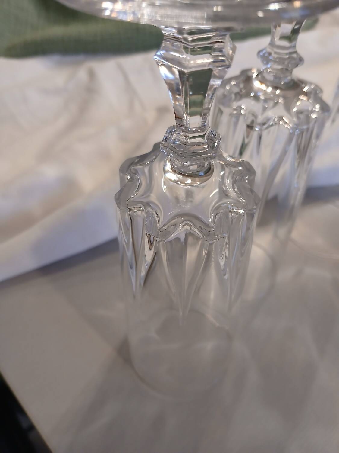 5 antique crystal flutes