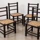 4 blackened wood spindle leg chairs attributed to Charles Dudouyt 1940