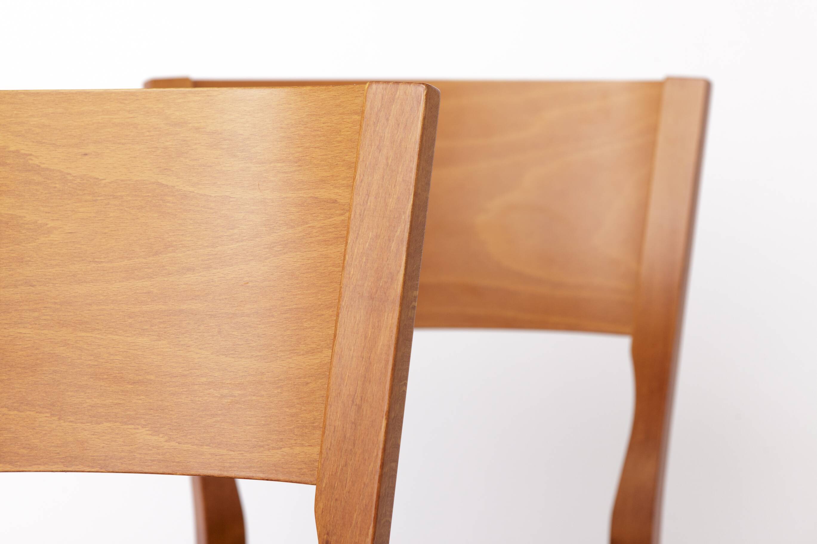 Set of 4 Italian Chairs by DAL1923, 1980s, Elm Wood, Black Faux Leather