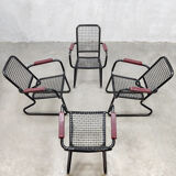 Set of 4 vintage wire garden chairs outdoor