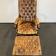 Antique Chesterfield Wing Chair with Stool and English Side Table