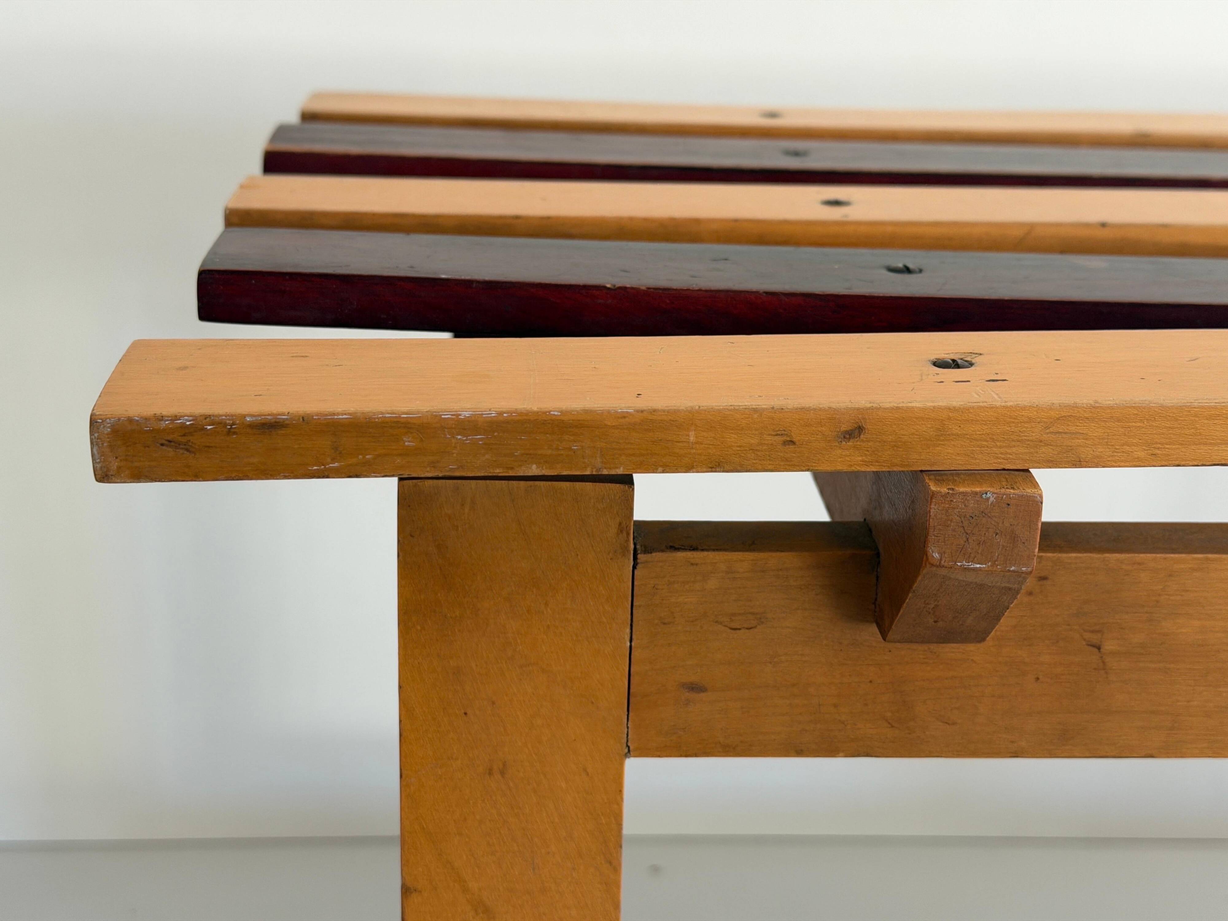 Mid-century Italian solid wood two-tone bench, 1950s, Italy