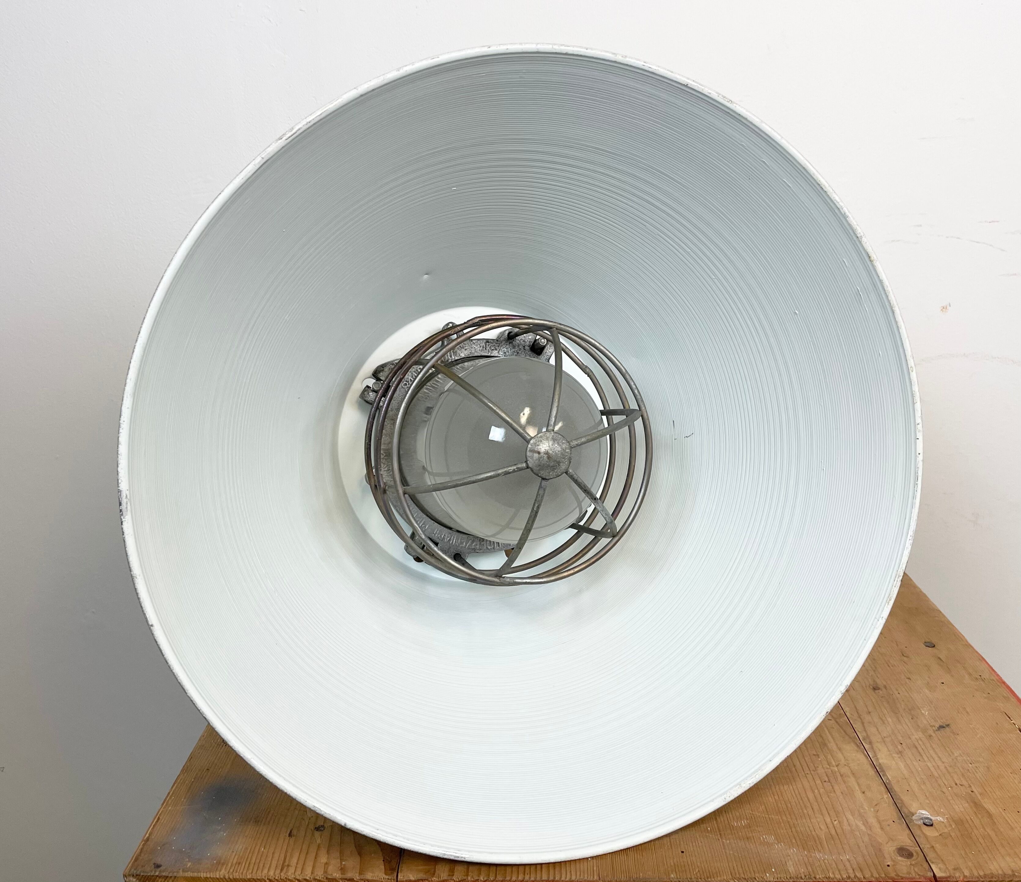 Industrial explosion proof lamp with aluminium shade from polam, 1970s