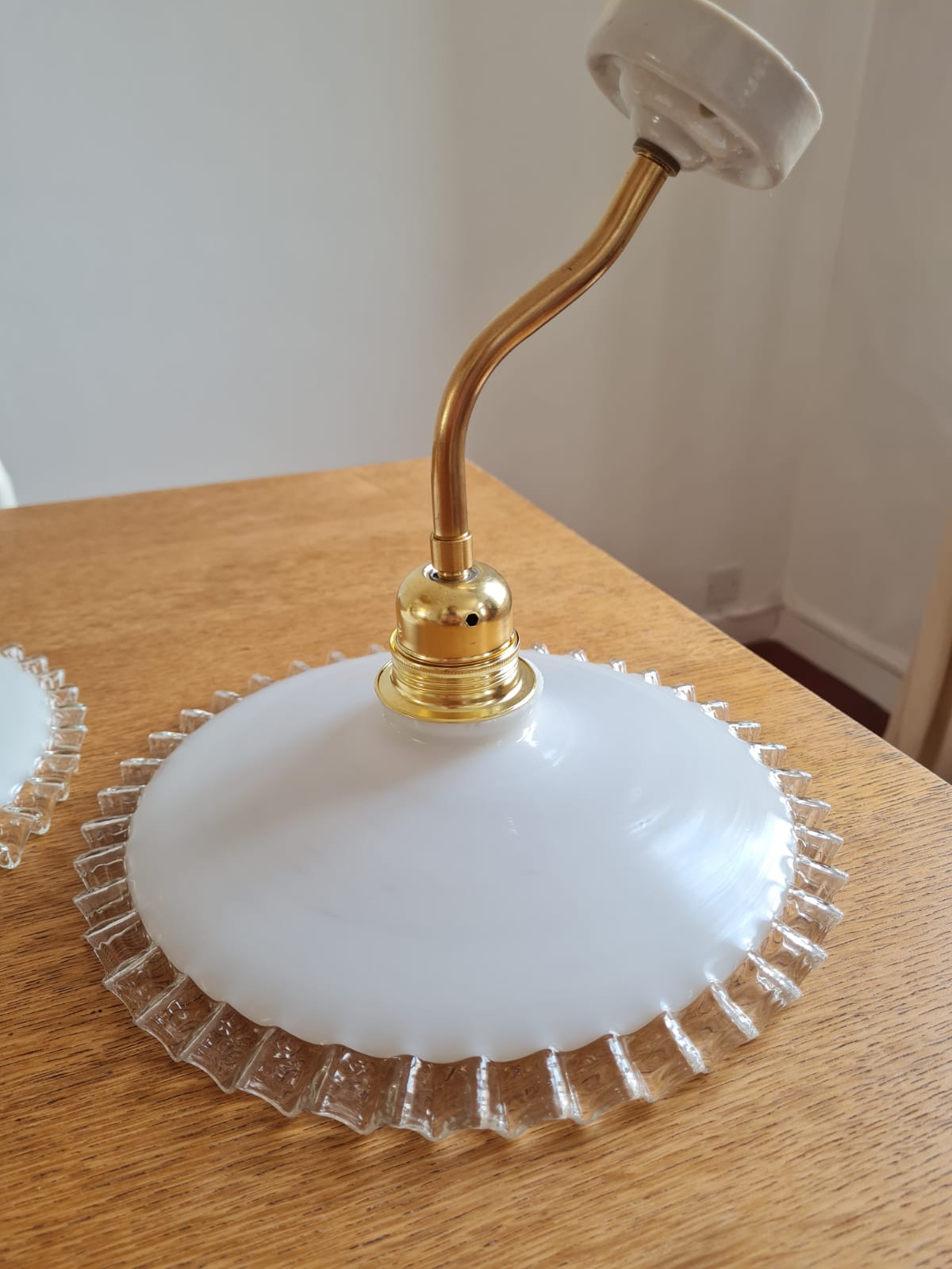 Pair of opaline wall lamps