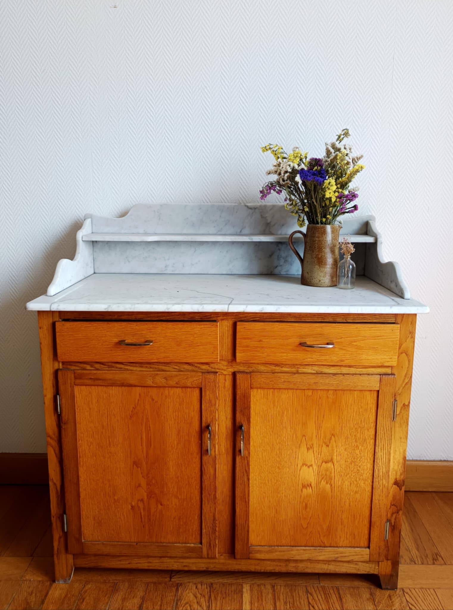 Art Deco marble bathroom cabinet