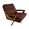 Swivel armchair leather and wood