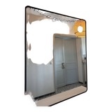 Custom-made large mirror – unique piece – black lacquered steel frame – 130 x