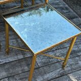 Vintage 70's nesting table in brass and mirror