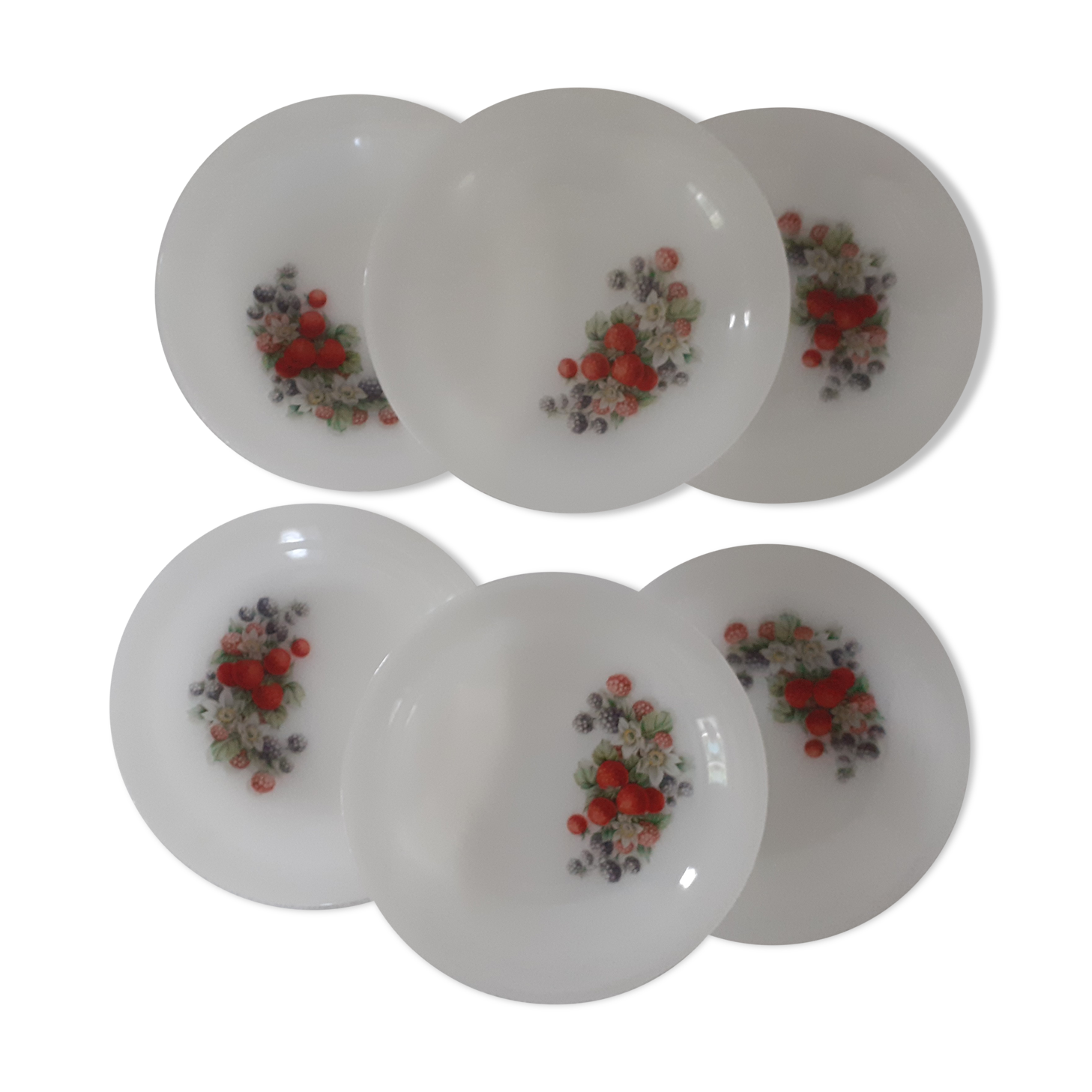 6 assiettes fruits des bois arcopal mûre fraise framboise