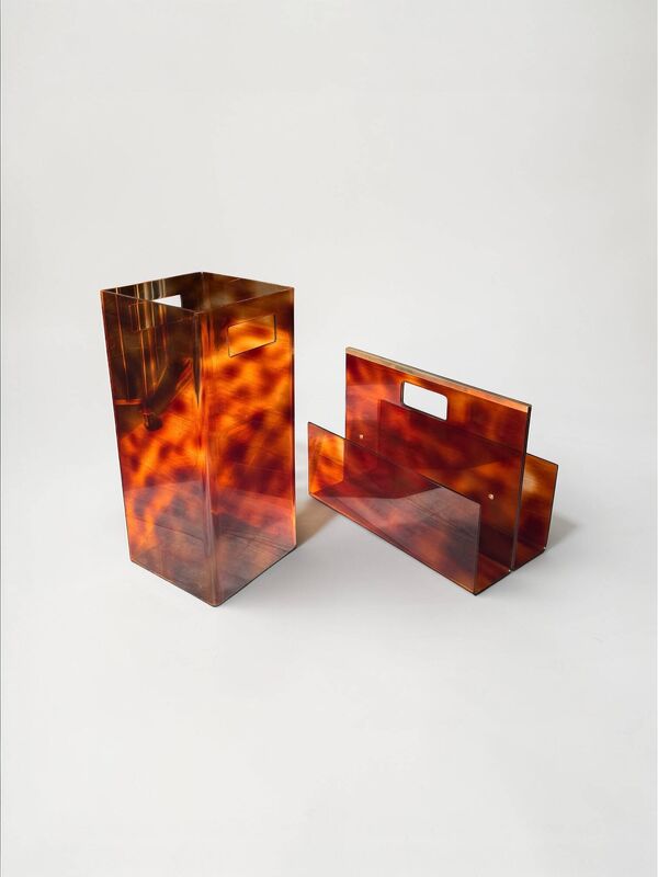 Duo Porte-revues & Porte-parapluies ''Écaille de Tortue'', Style Michel Dumas