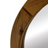 Vintage 70s round pine mirror Swedish design