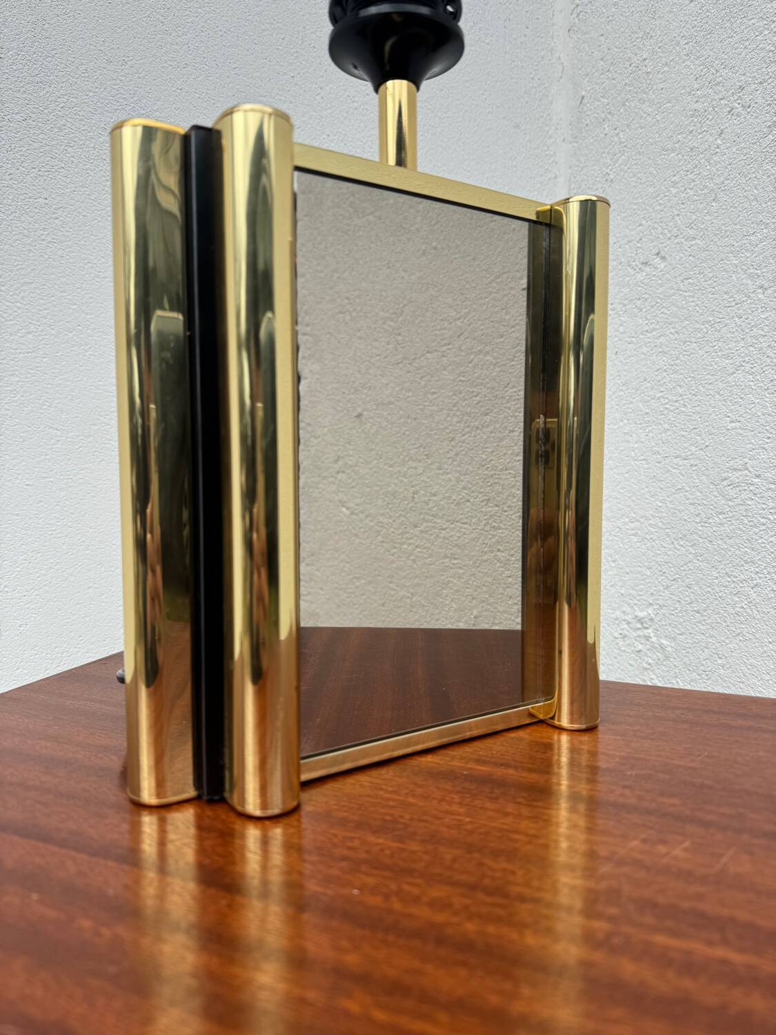 Smoked mirror lamp brass 1970s