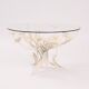 Table fleurie en métal Hans Kogl du milieu du siècle avec plateau en verre