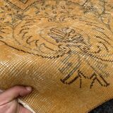 Tapis Oushak jaune 6x9 tapis vintage, tapis surteint jaune, tapis pour vivre MOON.147