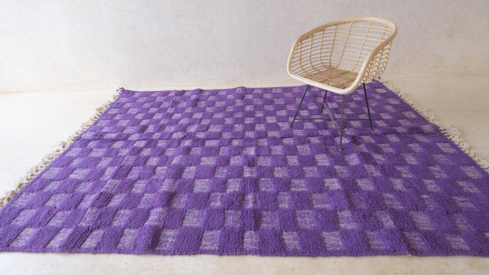 Purple Checkered Rug - 281 x 207 cm
