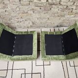 Paire de chauffeuse velour vintage 1970"