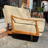 Canape daybed of the 60s in wood and wool