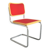 Chaise Cesca modèle B32 par Marcel Breuer, bois et velours rouge - 1970