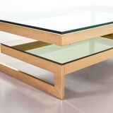 Belgo-Chrom Architectural G-Table 23-Carat Goldplated with Glass Tops 1970s