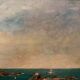 Ancient painting, Breton landscape, Saint Lunaire, signed, 1950s