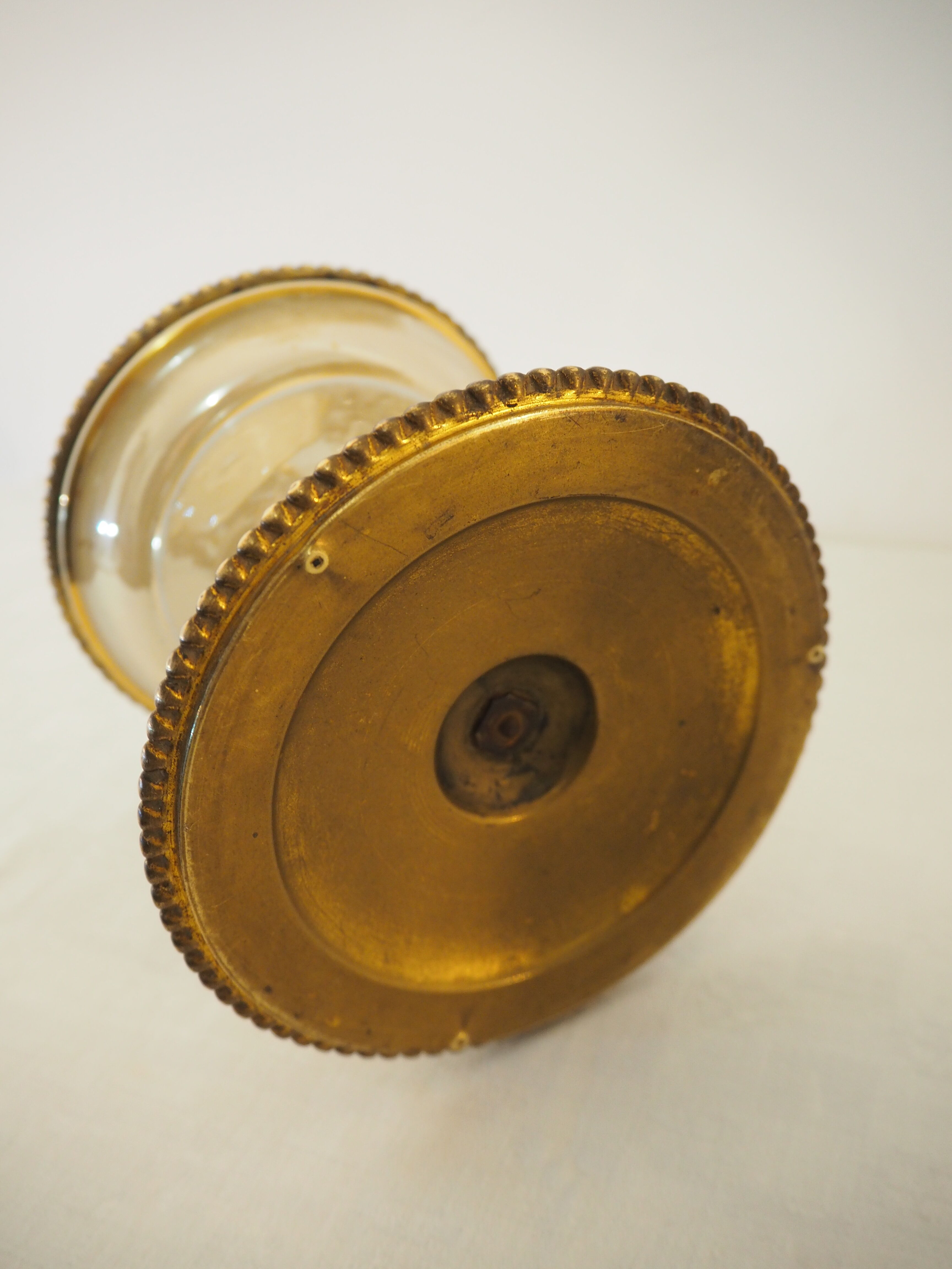 Earthenware and brass candle holder 19th