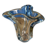Large Twisted Crystal Vase with Three Points 20th Century Round Base Height 24cm