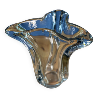 Grand Vase en cristal torsadé à trois pointes XXe base ronde Hauteur 24cm