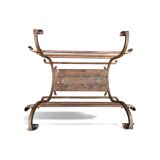 Vintage black wrought iron fireplace log holder / 1960s