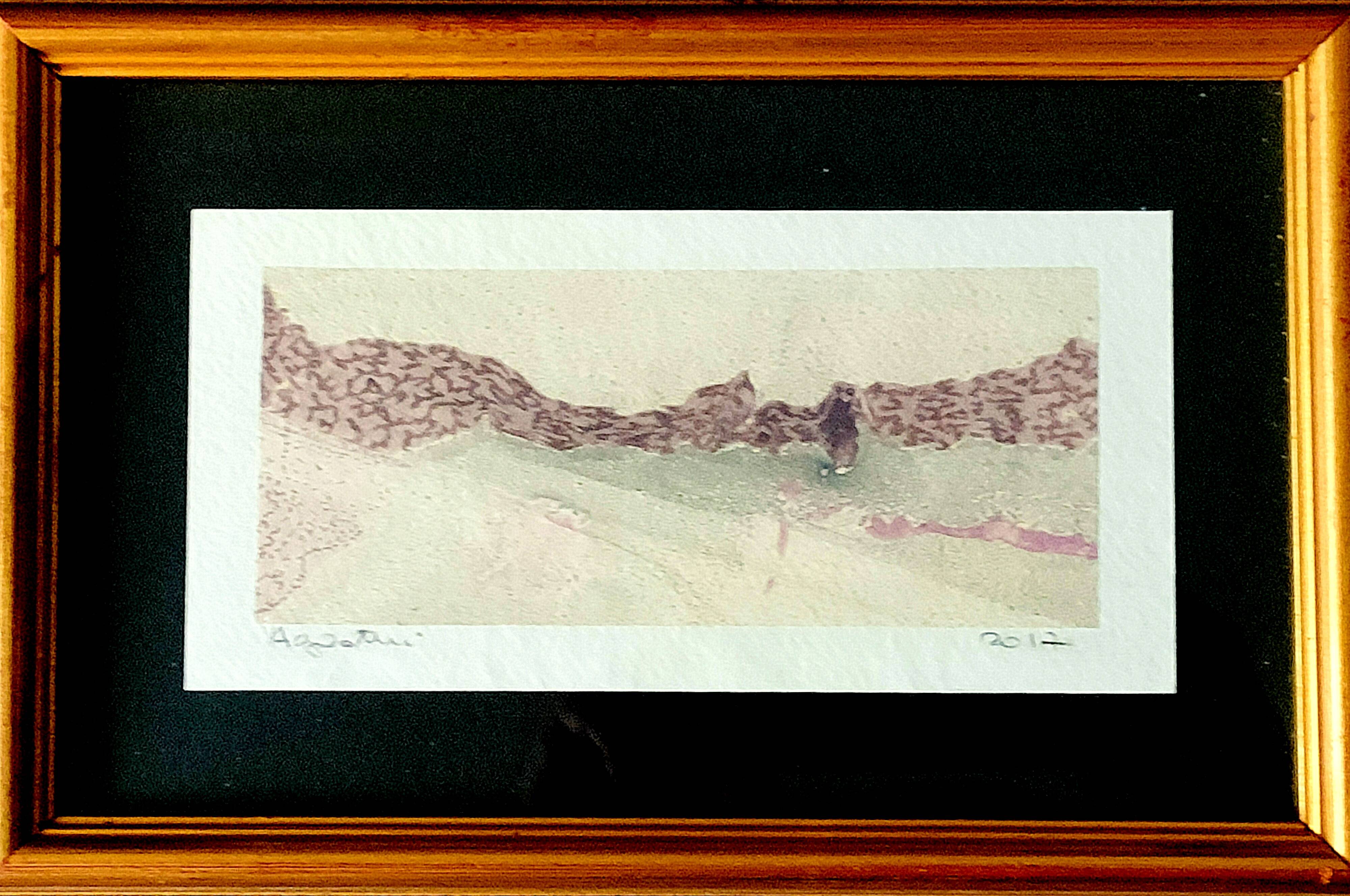 Tableau signé agostini – aquarelle - paysage abstrait, 2017