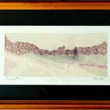 Painting signed agostini – watercolor - abstract landscape, 2017