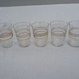 9 wine glasses, gold edging and granite – 1960s-1970s