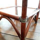 Rattan shelf and smoked glass 1970
