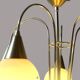 Mid Century Suspension, 5 globes in brass and opal glass, Honsel Leuchten