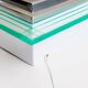 Muted green glass wall lamp with chrome metal accents, Memphis-style postmodern, 1990s