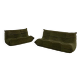 Vintage 2 and 3 seater green velvet togo set