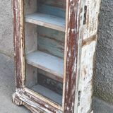 Old small wooden wardrobe with glass door