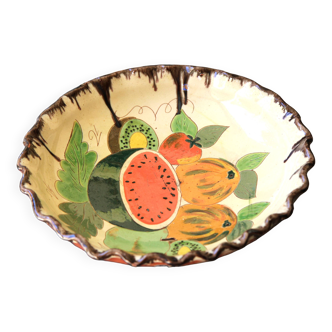 Dish, old fruit bowl in terracotta and ceramic