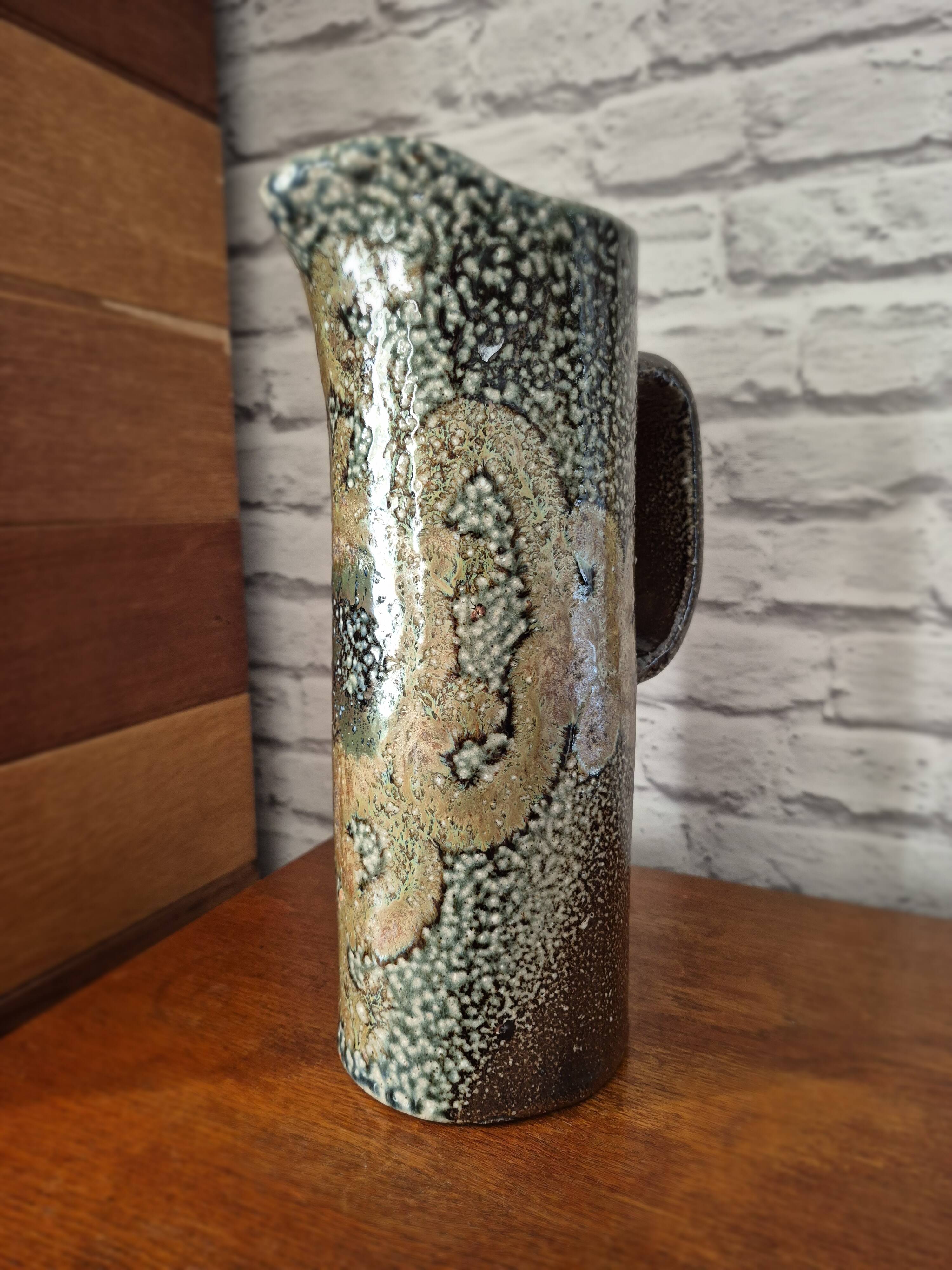 Salt-glazed stoneware jug by Jean Claude MONANGE vintage 70-80's