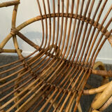 Pair of rattan shell armchairs 60s