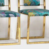 Set of four mid century Hollywood Regency dining room chairs with brass frame, 1970s