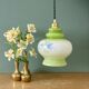 Suspension globe vintage en opaline blanche et verte